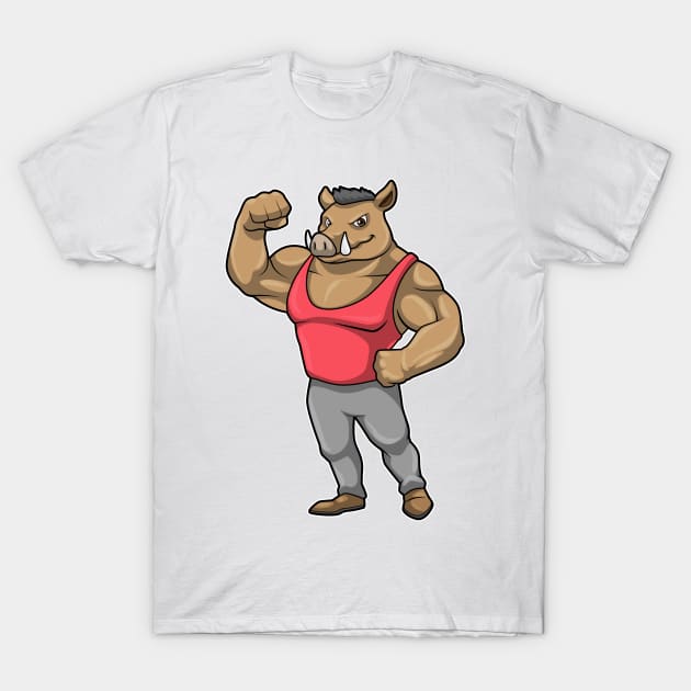 Boar Bodybuilder Bodybuilding Muscles T-Shirt by Markus Schnabel